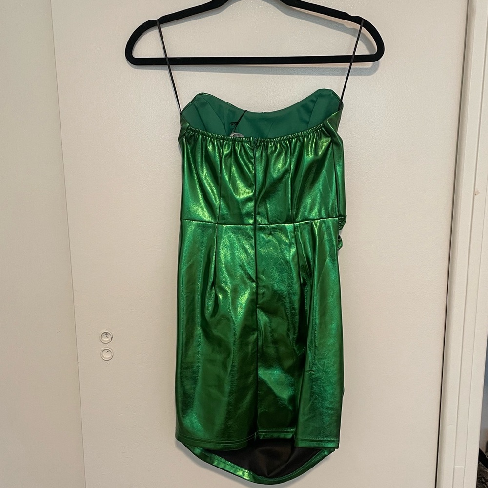 Revolve Green Metallic Strapless Mini Dress: Size XS - Picture 5 of 7